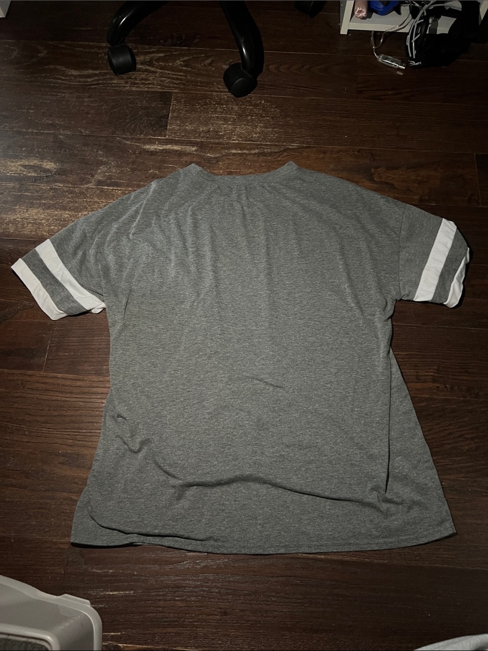 Women’s Gray oversized Short Sleeve Tee with White Sleeve Stripes